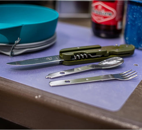 ASR Outdoor 6 in 1 Camping Utensil Camp Kitchen Multi-Tool with Carrying Case and Bottle Opener...