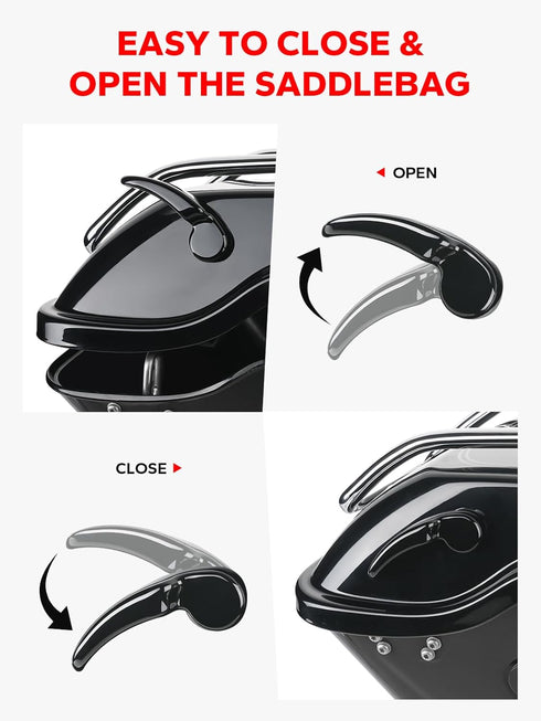 Amazicha Saddlebag Latch Kit Stainless Steel Saddle Bag Lifter Gloss Black fit for Harley Davidson Touring Street Glide Electra Glide Road King Ro...