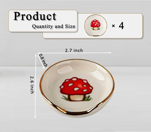 4 PCS Mushroom Coffee Spoon Rest Ceramic Spoon Rests Gold Rim Coffee Bar Accessories Teaspoon Rest Coffee Stir Spoon Rest Mini Cooking Spoon Holde...