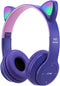 Kids Headphones, Cat Ear LED Light Up Bluetooth 5.0 Foldable Wireless Gaming Headset for Kids Adult, Built-in Mic Noise Cancelling Over Ear Headph...