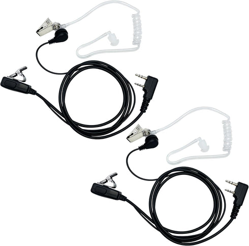 Walkie Talkie Earpiece with Mic PTT 2 Pin Covert Acoustic Tube Secret Service Earpiece Compatible with Baofeng UV-5R BF-888S Arcshell Retevis H-77...