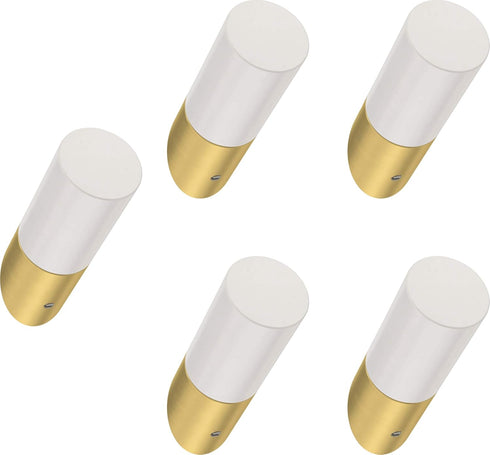 Franklin Brass Modern Slant (5-Pack) Single Wall Hooks 1-Prong Coat/Hat Pure White/Brass Hooks for Hanging Wall Mount Hanger Clothes, Purse, Bag, ...