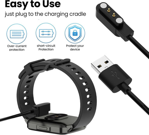 Smart Watch Charger Magnetic 2 Pin Intended for KEEPONFIT ID Sport01/IDW21,Erkwei/HOK/Iaret I39H,Stiive LCW01 Watch Charger 1.6ft USB Magnetic Cha...