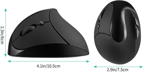 AURTEC Left-Handed Mouse, Rechargeable 2.4G Wireless Ergonomic Vertical Mice with USB Receiver, 6 Buttons and 3 Adjustable DPI 800/1200/1600 for L...