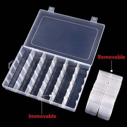2Pack 18 Grids Craft Organizers and Storage Bead Organizer Tackle Box Organizer with Adjustable Divider, Plastic, Clear...