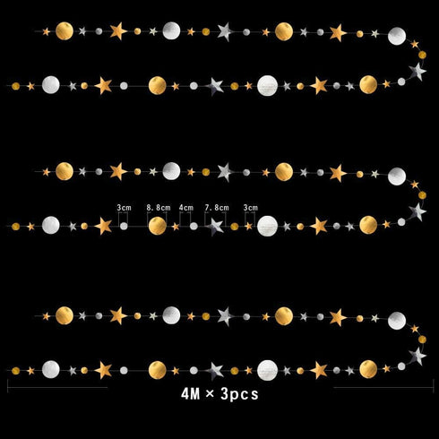 Decor365 Silver Gold Star Garland Decorations Twinkle Little Star Birthday Baby Shower Graduation Party Decor Christmas New Year Eve Banner Moon S...