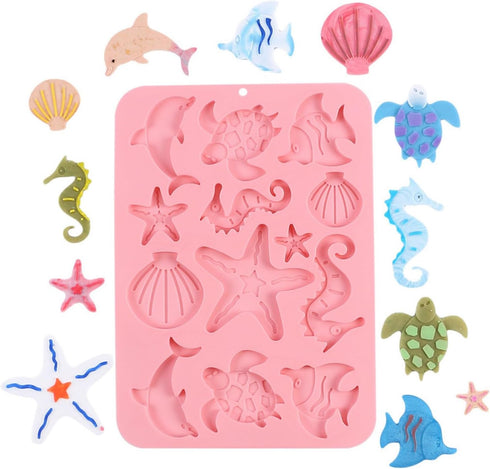 2 Pcs Silicone Fondant Mold Marine Theme Molds Seashell Starfish Soap Molds Cake Mold for Mermaid Theme Cake Decoration Baking Tools Party Decor...