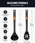 Silicone Pasta Fork and Ladle Spoon Set, Large Non Stick Kitchen Utensils for Cooking,Stirring,One Piece Serving Spaghetti, Soup, Sauce (BLACK)...