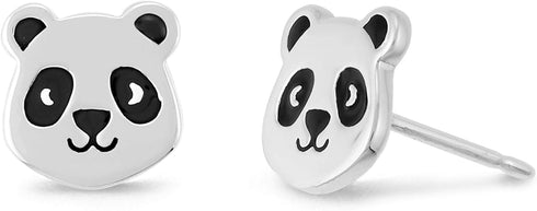 Boma Jewelry Sterling Silver Panda Bear Stud Earrings...