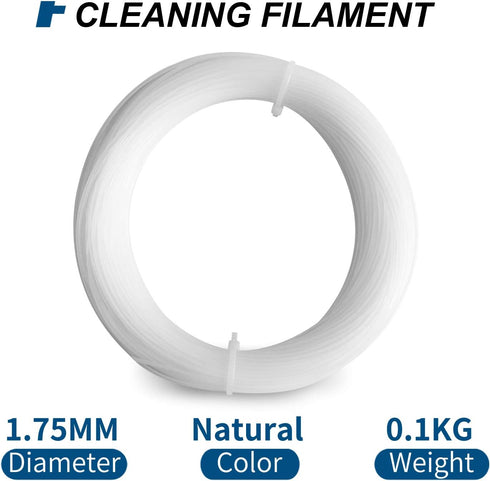 3D Printer Cleaning Filament 1.75mm?100g (0.22lbs)?Dimensional Accuracy +/- 0.05mm?Natural Color?Fit Most FDM Printer...