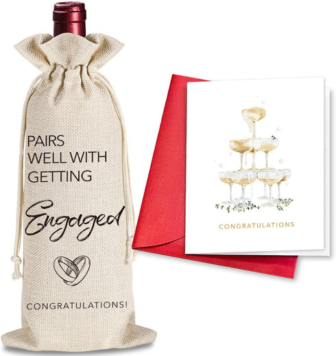 Engagement Gifts for Couples, Marriage Wedding Wine Bag Gifts for Mr and Mrs, Pairs Well With Getting Engaged, Bridal Shower Gift for Bride, Draws...