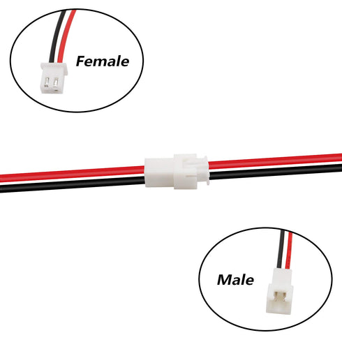 mxuteuk 20 Pairs 22 AWG 2 Pin JST XH2.54 Connector Plug with Red Black Cable Wire Male Female 200mm JST-XH2.54...