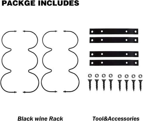 Under Cabinet Wine Rack, Organization and Storage Rack for Bottles, Wall Mounted Liquor Bottle Holder for Kitchen Bar Decor, Metal Black (Black, 2...