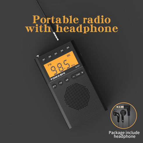 AM FM Portable Radio Portable Radio with Loud Speaker, Headphone Jack, 2AAA Battery Operated Radio for Long Range Reception Large LCD Screen, Digt...