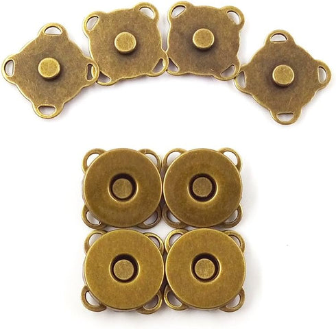25 Sets Bronze Sew in Magnetic Bag Clasps Button Snaps Tone Purse Great for Closure Handbag Clothes Sewing Craft No Tools Required Plum Blossom 14...