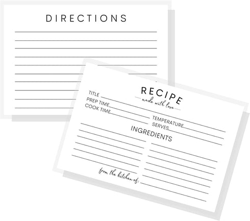 Recipe Instruction Cards | 50 | 4 x 6” inches Postcard Size | Recipe Index Cards for Kitchen Supplies, Recipe Box, Housewarming Gift, Wedding Show...