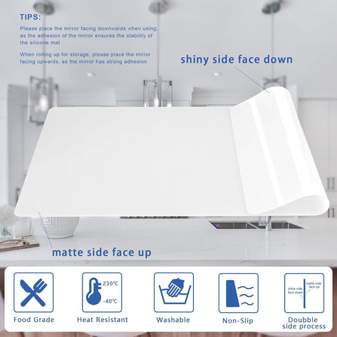Food-Grade Silicone mat?2MM Extra Thick Silicone Mats for Kitchen Counter, 25.6" x17.7" Non-Slip Waterproof Large Countertop Protector Mat, Heat R...