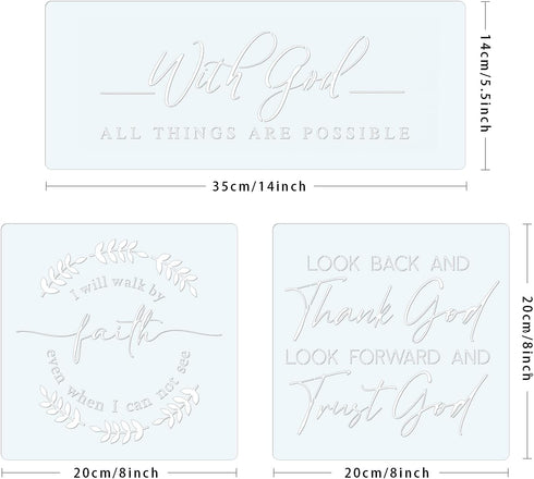 10 Set Farmhouse Christian Stencil, with God All Things are Possible Faith Waymaker Bible Verse Sign Motivational Painting Stencils for Home Offic...