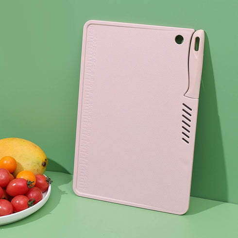 Kitchen Plastic Cutting Board, Reusable Plastic Utility Cutting Board Multifunctional Portable Fruit Chopping Board with Knife Hanging Hole for Ki...