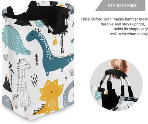 senya Large Storage Basket with Handles Collapsible Organizer Bin Laundry Hamper for Nursery Clothes Toys, Dino Scandinavian Style...