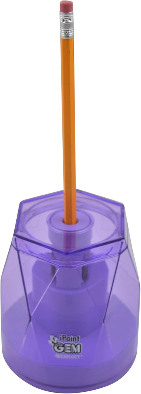 Westcott iPoint® GEM Battery Pencil Sharpener, Purple (00576)...