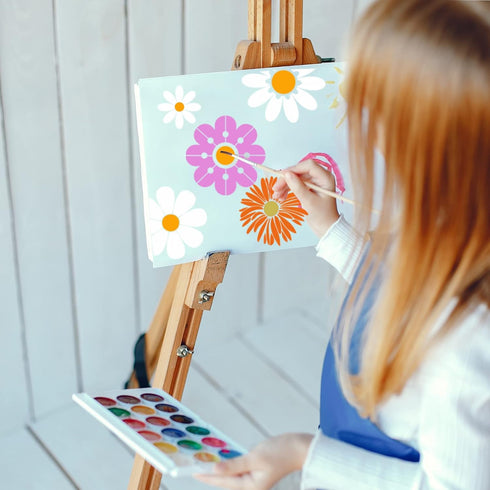 Daisy Stencil Flower Stencils for Painting on Wood, Floral Drawing Paint Wood Burning Layering Templates for Crafts Card Making Furniture Wall Flo...