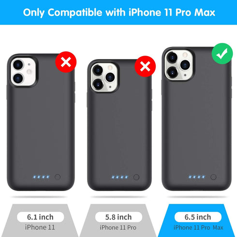 7800mAh Battery Case for iPhone 11 Pro Max - Extended Portable Charging Pack, 6.5-inch Waterproof, Black...