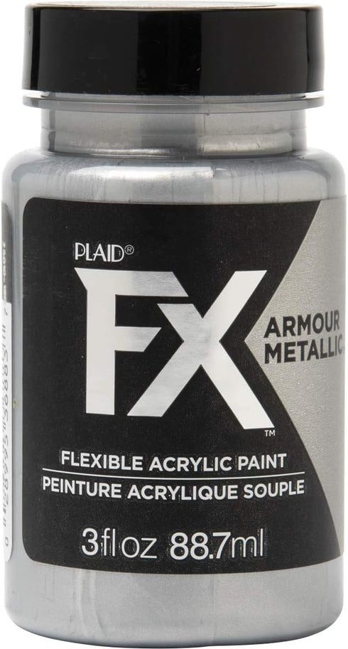 PlaidFX Metallic Flexible Acrylic Paint Ideal for Pliable Surfaces and Cosplay Costumes, Non-Cracking or Peeling, No-Tack, Durable, 3 oz, Chainmai...