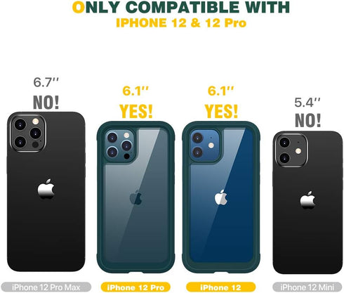 Diaclara Designed for iPhone 12/12 Pro Case, Full Body Rugged with Built-in Touch Sensitive Anti-Scratch Screen Protector, Soft TPU Bumper Case fo...