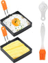 Square Egg Ring for Frying Egg, 2 Pcs 4 Inch Egg Pancake Cooking Rings for Egg Muffins Omelet Maker, Non Stick Stainless Steel Fried Egg Ring Pcak...