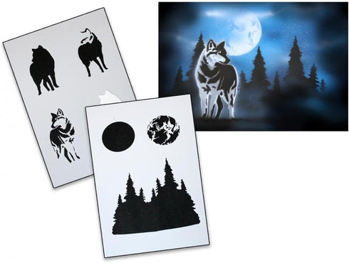 UMR-Design AS-094 Wolf Airbrush Stencil Template Step by Step Size M...