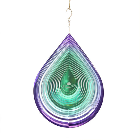 Wind Spinner 12-inch 3D Stainless Steel for Garden Decor, Water DropPurple Green - Worth Gift Holiday Decor GWS...