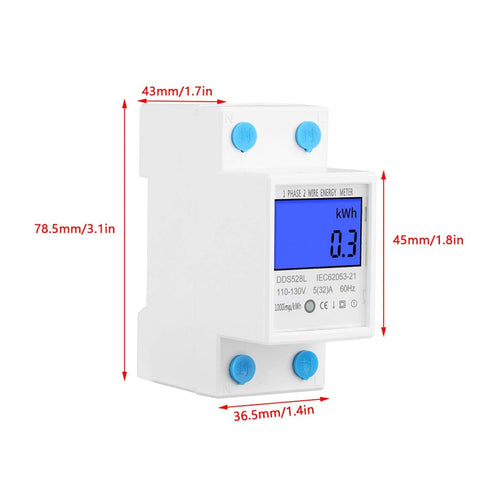 Single Phase Energy Meter Electric Meter LCD KWH Meter 110-130V 5-32A 60Hz Single Phase DIN-rail KWH Meter Power Meter Backlight Electricity Power...
