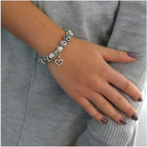 Verona Charm Bracelet with Crystal Beads Snake Chain with Beads crystal charm bracelet for Women Comes in a Gift pouch...