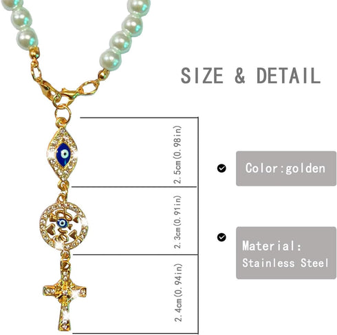 Cross Car Charm, Personalized Blessing Rear View Mirror Hanging Decors,car mirror hanging accessories for your car,Religious Gifts for Women (gold...