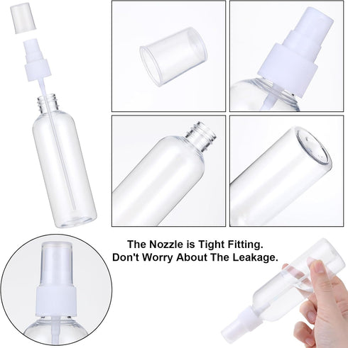 Qianyu 2 Pack Fine Mist Spray Bottles Clear Plastic Empty Refillable Mini Hand Spritzer for Travel Cleaning Gardening Skin Care Makeup Lotion Atom...