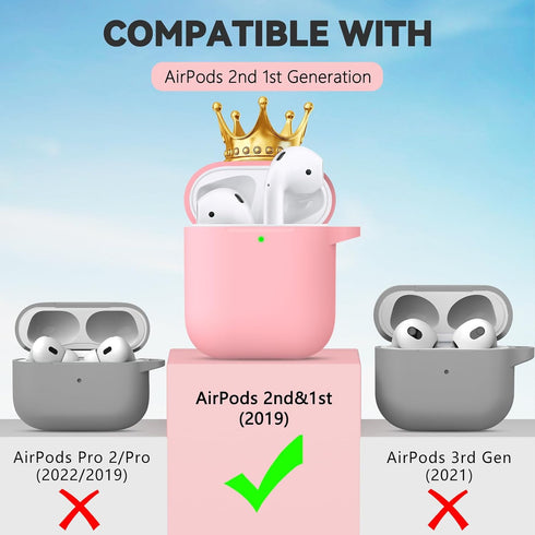 Airpods Case Cover 2&1(2019) with Cleaner Kit,Soft Silicone Protective Case for Apple AirPods 2nd/1st Generation Charging Case with Keychain,Shock...