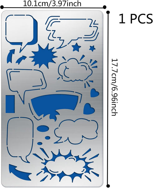 BENECREAT 4x7" Comic Theme Stencil Templates Dialog Box Pattern Stencil Comics Stencils for Scrapbooking and Journaling...