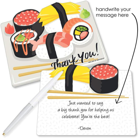Big Dot of Happiness Let's Roll - Sushi - Shaped Japanese Party Thank You Note Cards with Envelopes - Set of 12...