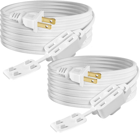 ETL Certified 2-Pack SPT2 16AWG 2 Prong Power Extension Cord, 13 Amp 1625 Watts, VSEER Polarized 3 Outlets with Safety Cap Protect for Home Office...