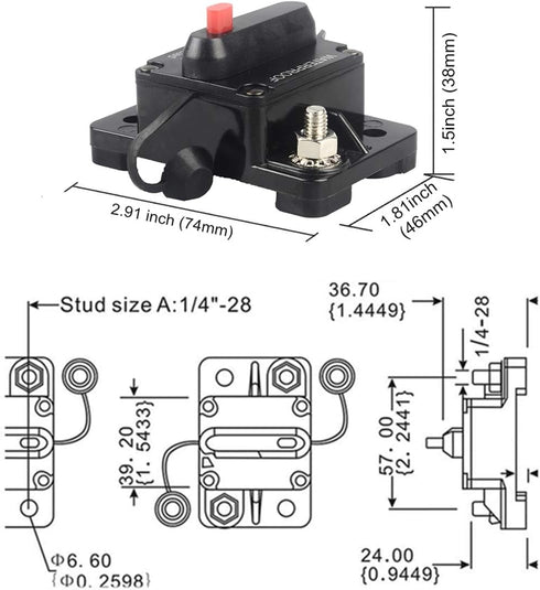 200 Amp Circuit Breaker Manual Reset 30-250A for Car Truck Rv ATV Marine Trolling Motors Boat Vehicles,12V-48V DC (200A)...