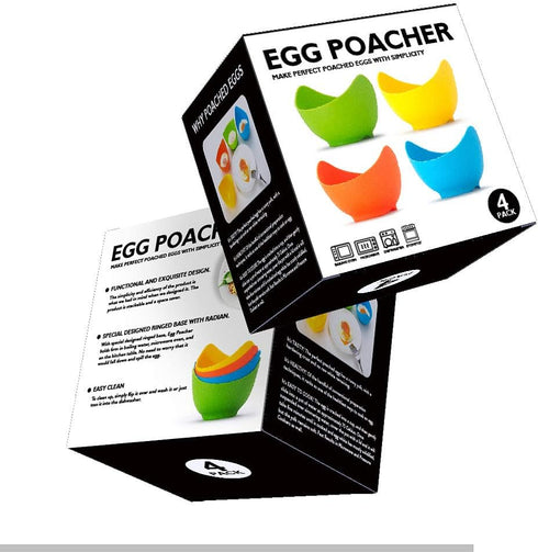 Egg Poacher - KRGMNHR Poached Egg Cooker with Ring Standers, Silicone Egg Poacher Cup for Microwave or Stovetop Egg Poaching, with Extra Oil Brush...