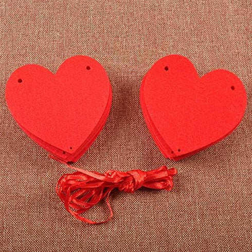 5 Pack Felt Heart Garland Banner, Love You Banner, Valentines Day Banner Decor - Valentines Decorations - Anniversary, Wedding, Birthday Party Dec...
