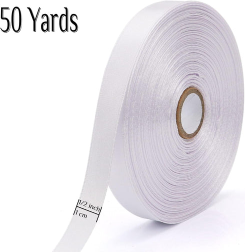 1/2 inch, White Ribbon for Gift Wrapping 50 Yards Perfect Wedding Party Wreath Sewing DIY Hair Accessories Decoration Floral Hair Balloons Other P...