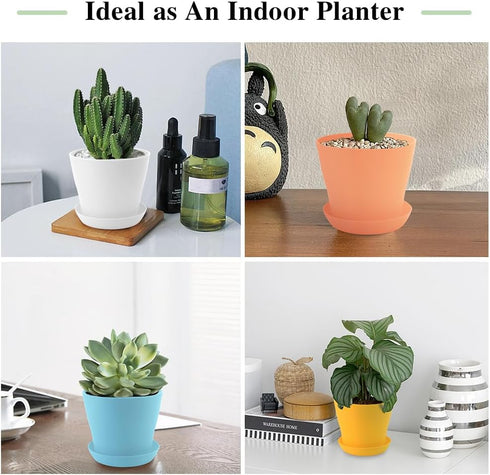 Flower Pots,Plant Pots,8 PCS Plastic Pots for Plants,4.7" Small Plant Pots,Succulent Pots,Planters for Indoor Plants,Nursery Pots,Herb Garden Plan...