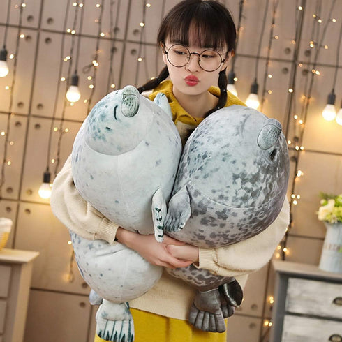 Cute Blob Seal Pillow, Chubby Seal Plush Hug Pillow Soft Stuffed Animal Toy (Gray,11.5")...
