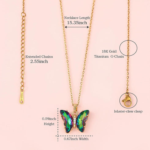 Butterfly Necklaces For Women Trendy 18k Gold Plated Butterfly Pendent, Moon Planet, Bee, Swan,Teardrop, Dolphin, Heart,Angel Pendant Gifts For Wo...