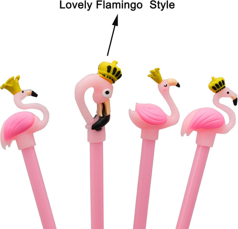 Maydahui 28PCS Crown Flamingo Shaped Rollerball Pen Black Gel Ink Pens Cute Animal Design for Office School Home...
