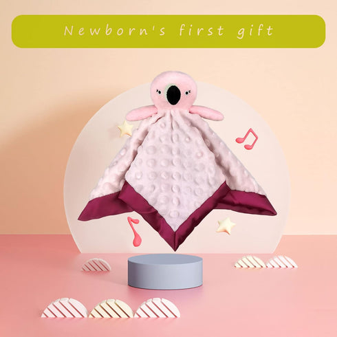 Baby Pink Flamingo Soft Stuffed Animal Security Blanket, Plush Flamingo Character Lovey Blanket, Baby Shower/Nursery Gift, Cuddly Newborn, Infant,...