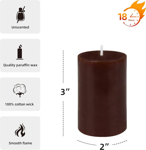3 Inch Brown Pillar Candle...